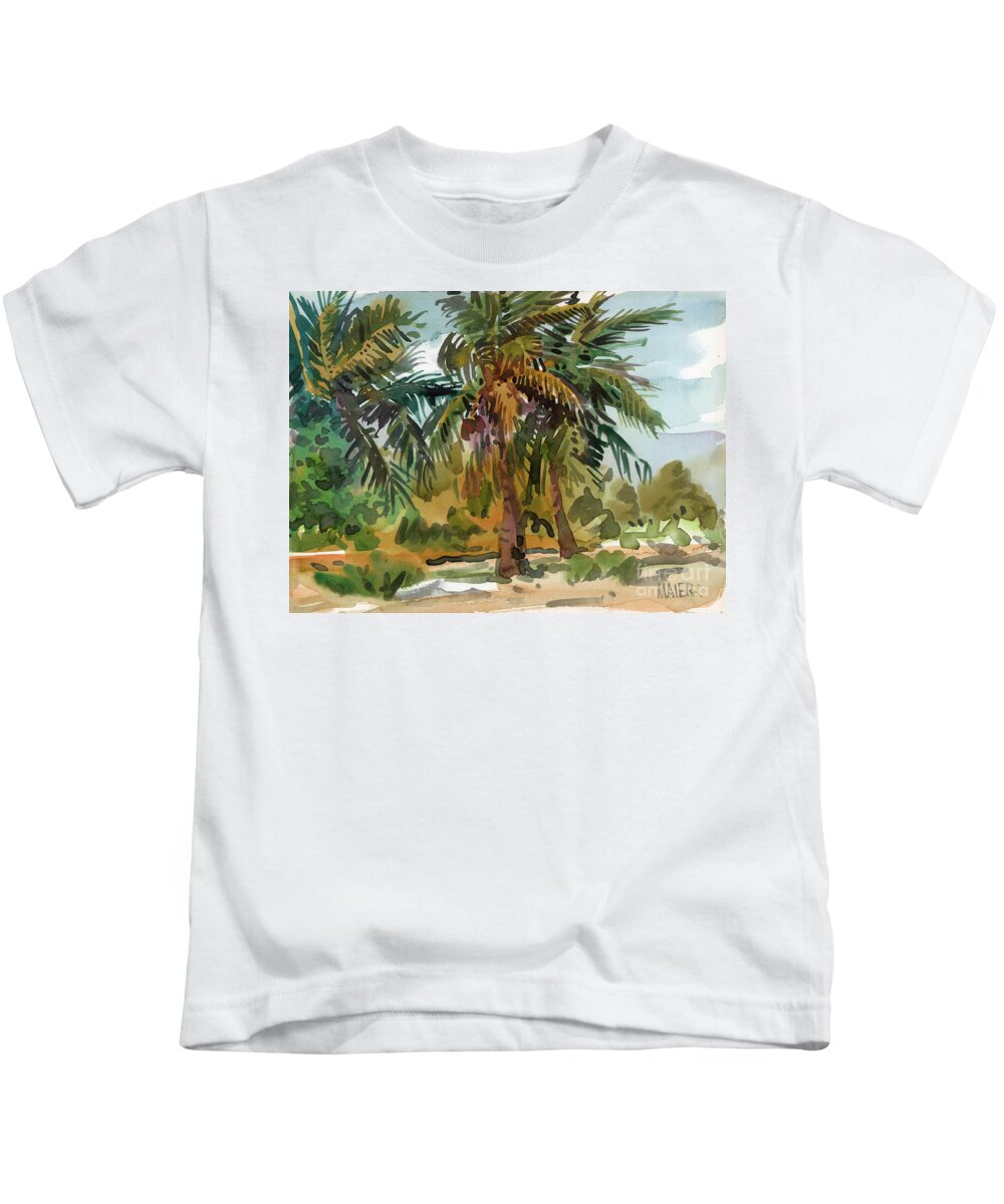 Palm Tree Kids T-Shirt featuring the painting Palms in Key West by Donald Maier