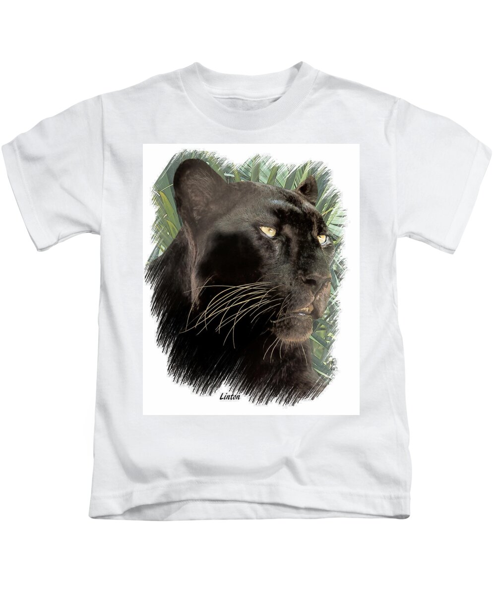 Leopard Kids T-Shirt featuring the digital art Panther 8 by Larry Linton