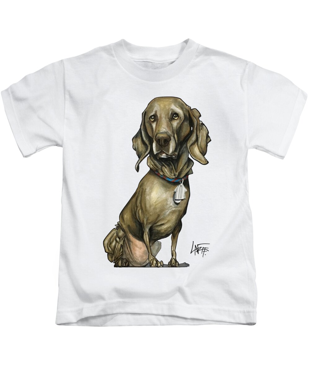 Dog Portrait Kids T-Shirt featuring the drawing Parish 3549 ZEUS by Canine Caricatures By John LaFree