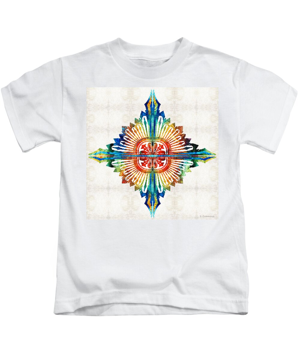 Mandala Kids T-Shirt featuring the painting Pattern Art - Color Fusion Design 1 By Sharon Cummings by Sharon Cummings