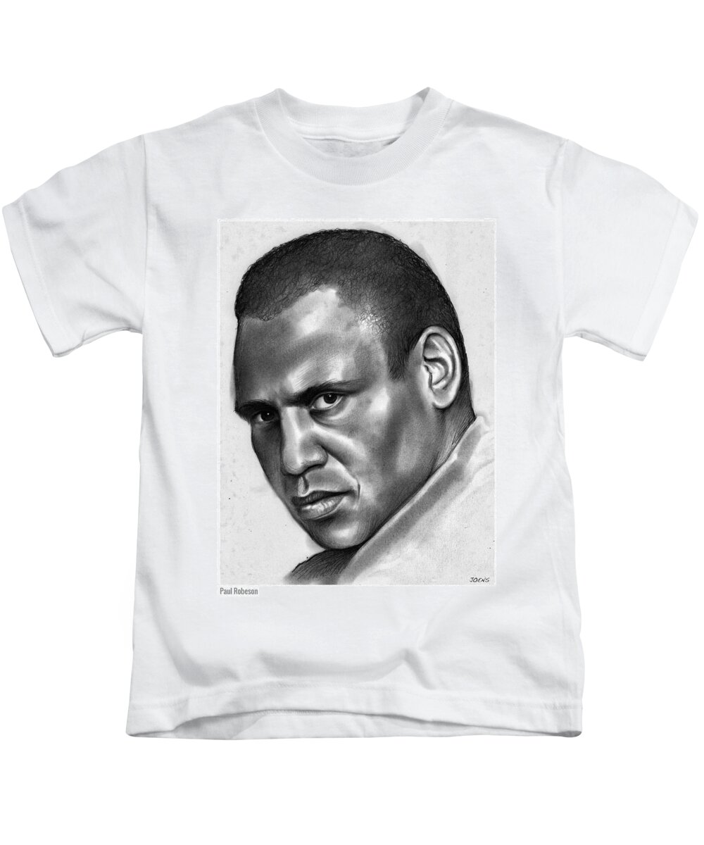 Paul Robeson Kids T-Shirt featuring the drawing Paul Robeson by Greg Joens