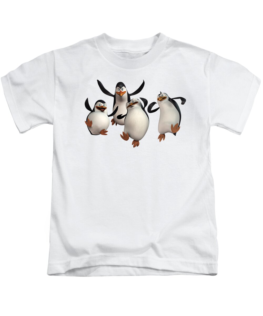 Penguins Kids T-Shirt featuring the drawing Penguins of Madagascar 2 by Movie Poster Prints