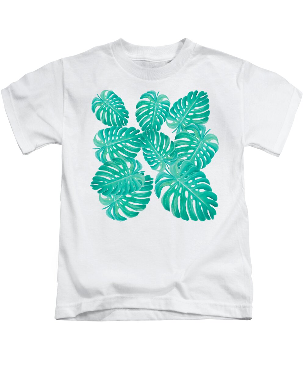 Philodendron Leaves Kids T-Shirt featuring the painting Philodendron Leaves by Jan Matson