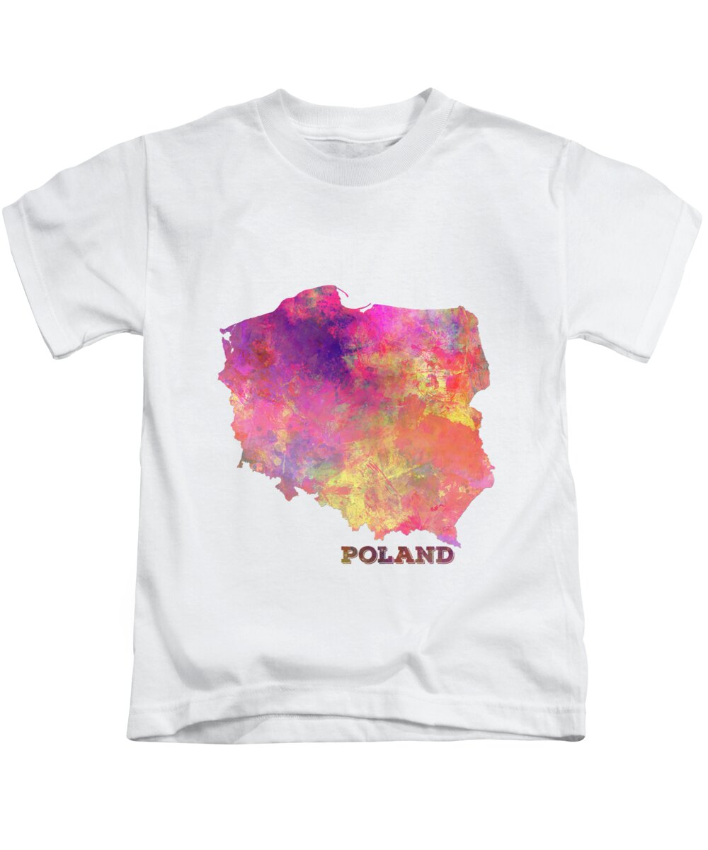 Map Kids T-Shirt featuring the digital art Poland map by Justyna Jaszke JBJart