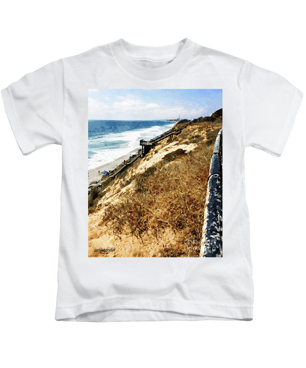 Beach Kids T-Shirt featuring the digital art Ponto Beach, Carlsbad by Rhonda Strickland