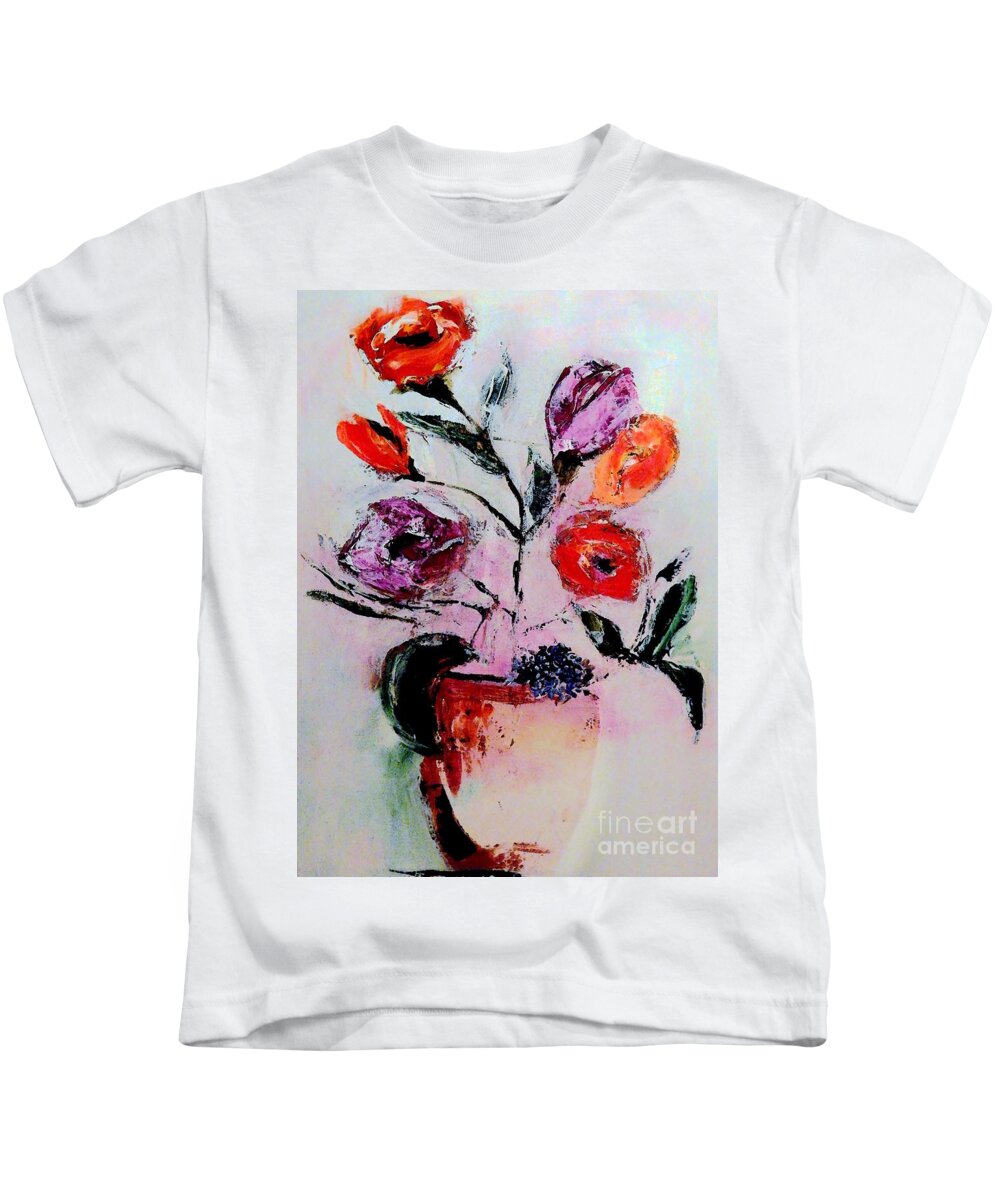 Pot Kids T-Shirt featuring the painting Pottery Plants by Lisa Kaiser
