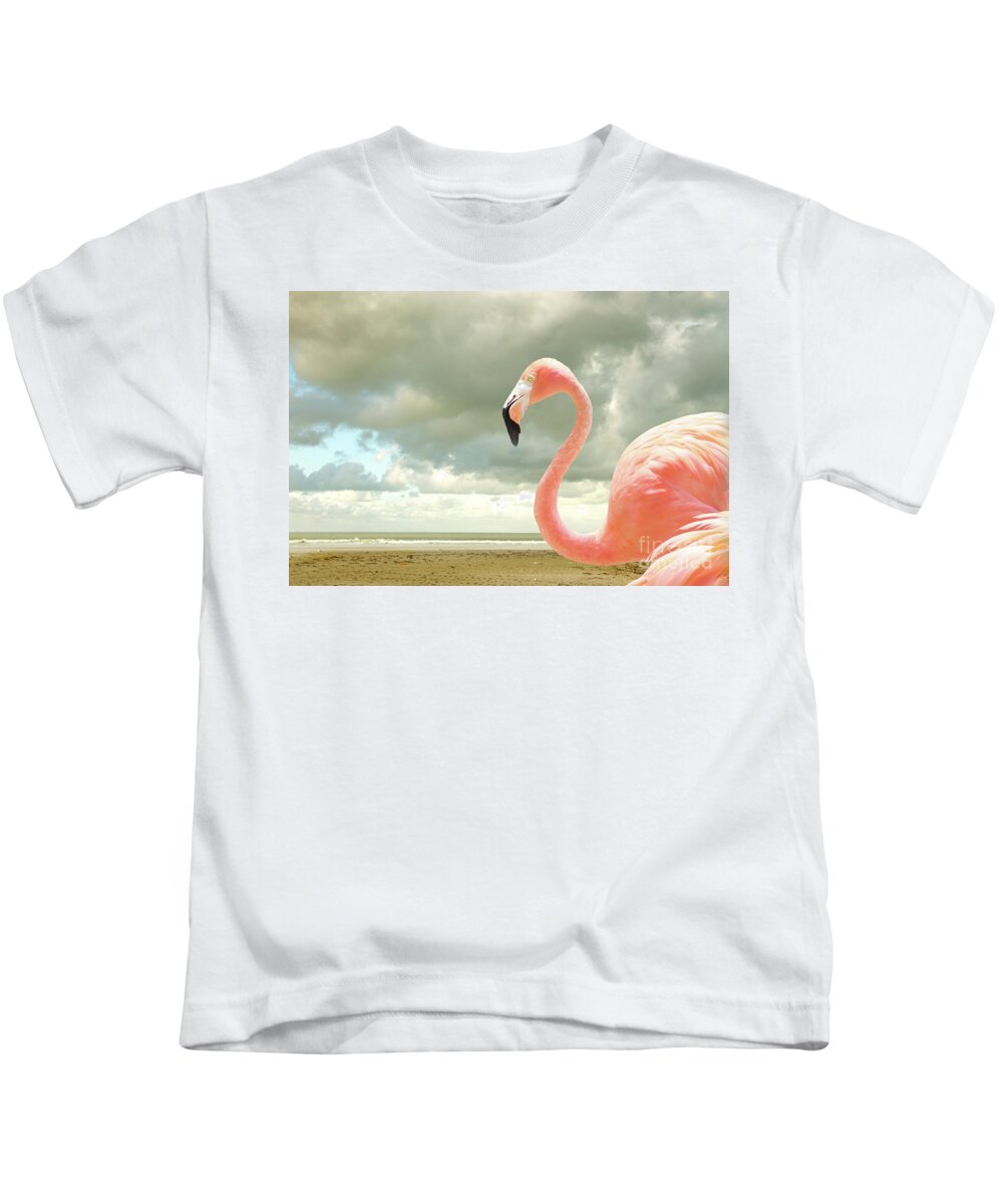 Flamingo Kids T-Shirt featuring the photograph Proud to be pink by Adriana Zoon