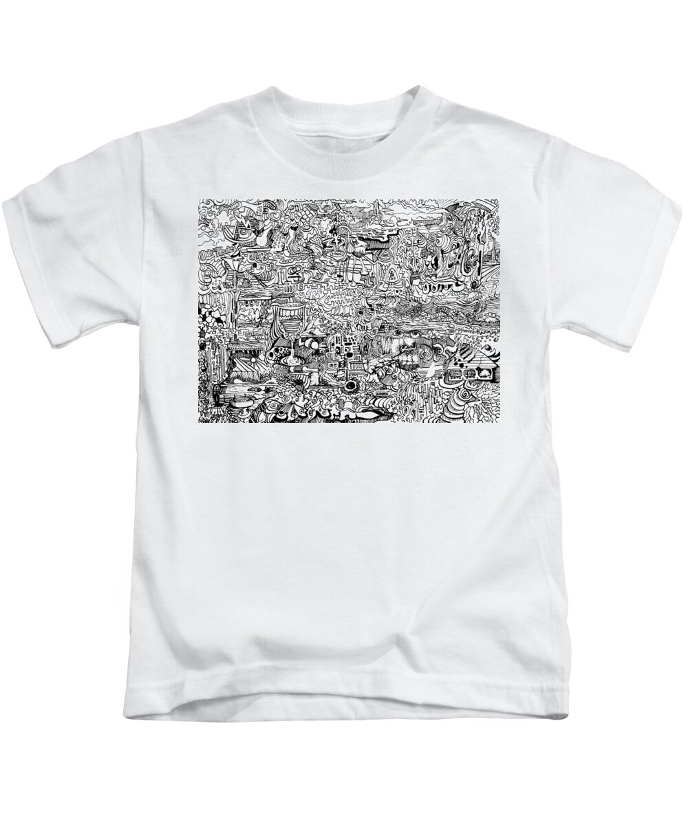 Psychedelic Ink Kids T-Shirt featuring the drawing Psychedelic Drawing Ink by Joe Michelli