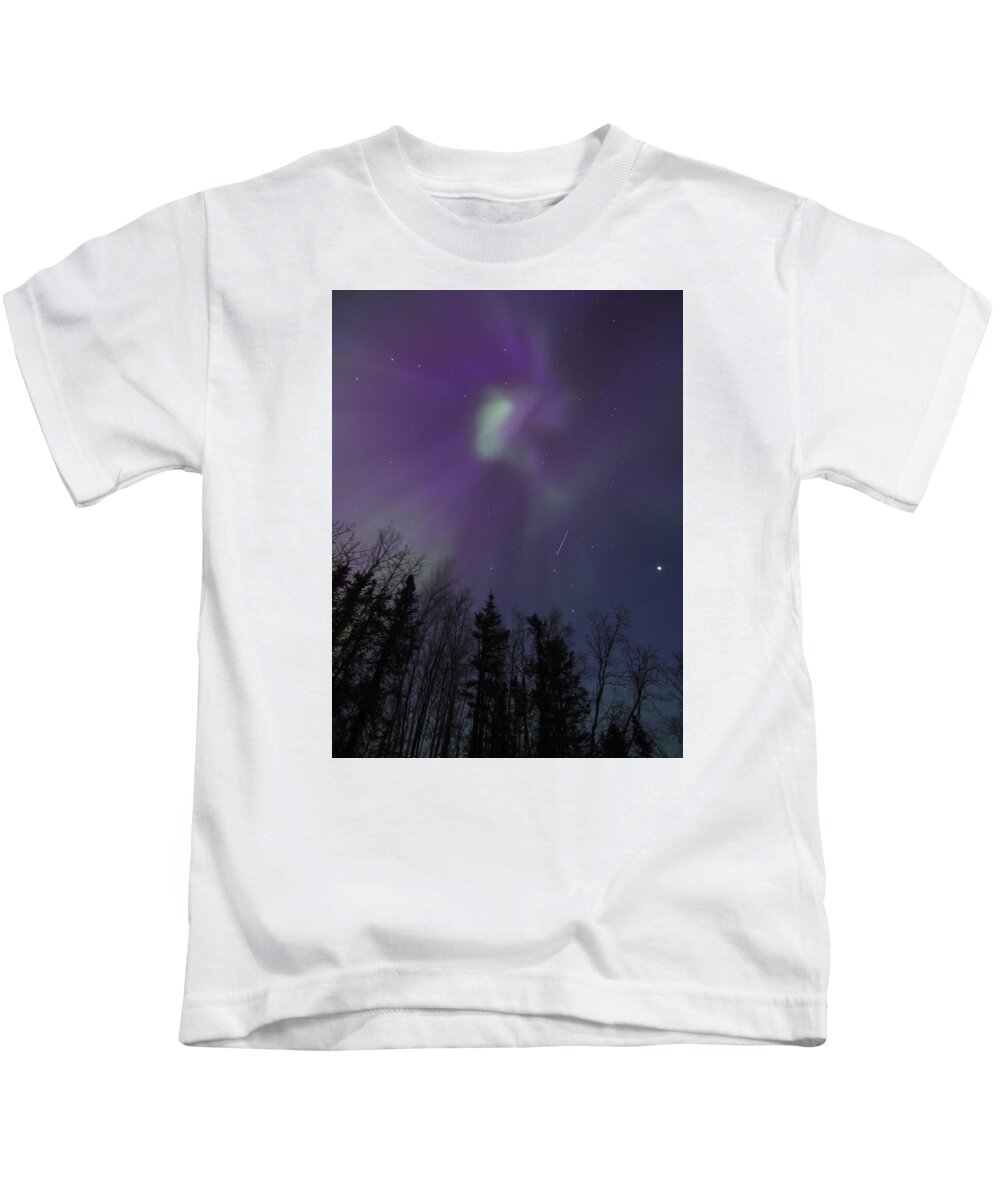 Aurora Borealis Kids T-Shirt featuring the photograph Purple Corona by Ian Johnson