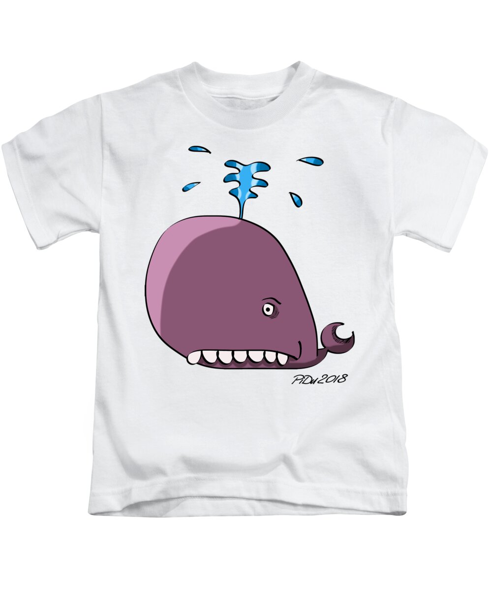 Purple Kids T-Shirt featuring the digital art Purple Whale by Piotr Dulski