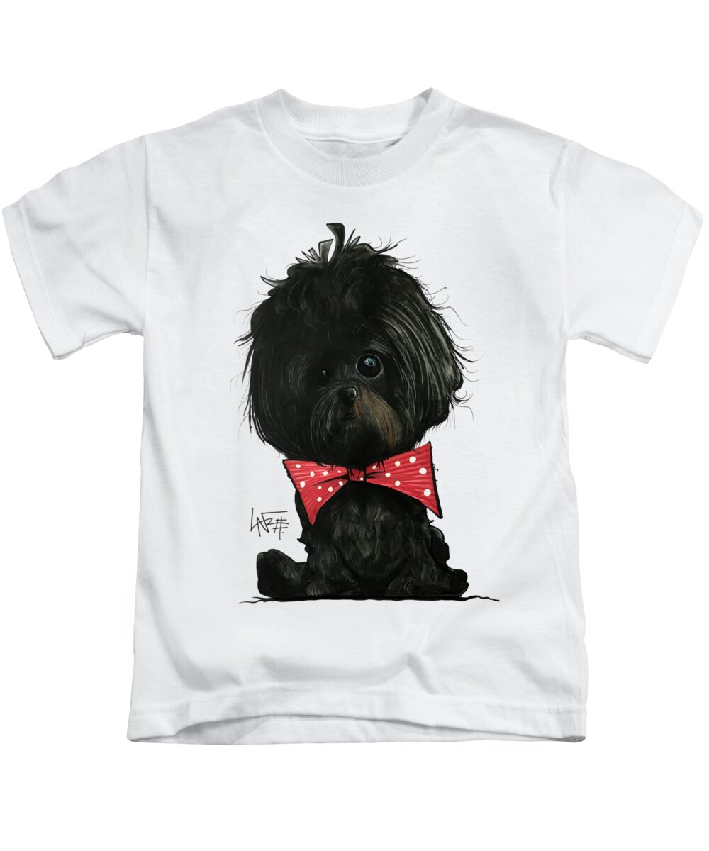 Pet Portrait Kids T-Shirt featuring the drawing Quarles 7-1479 by John LaFree