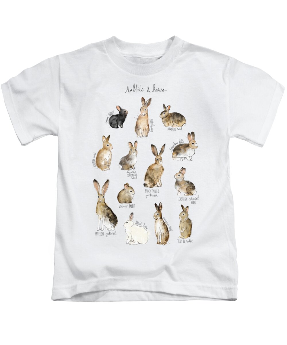 Rabbits Kids T-Shirt featuring the painting Rabbits and Hares by Amy Hamilton