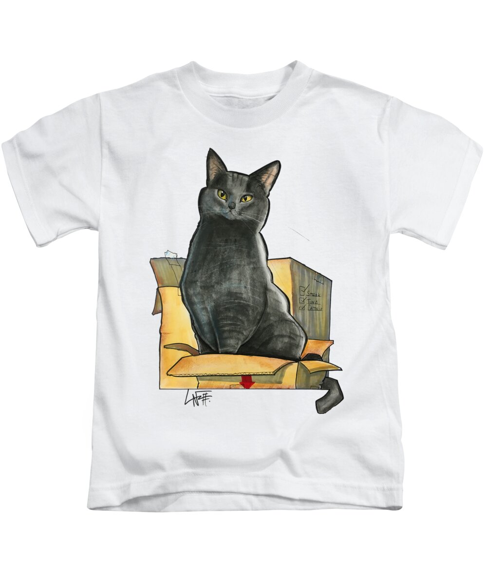 Pet Portrait Kids T-Shirt featuring the drawing Rackley 3536 by John LaFree