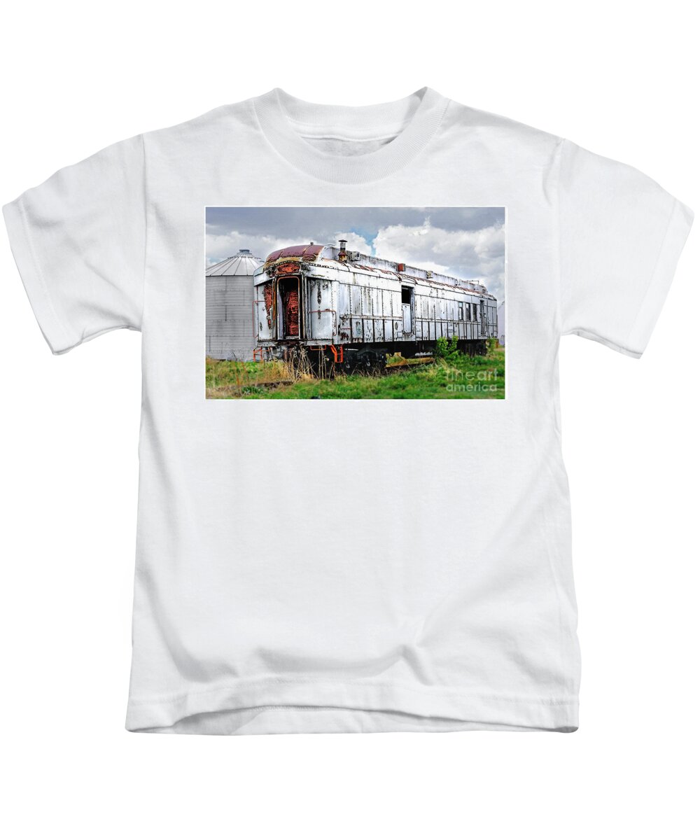 Train Kids T-Shirt featuring the digital art Rail Car by Deb Nakano