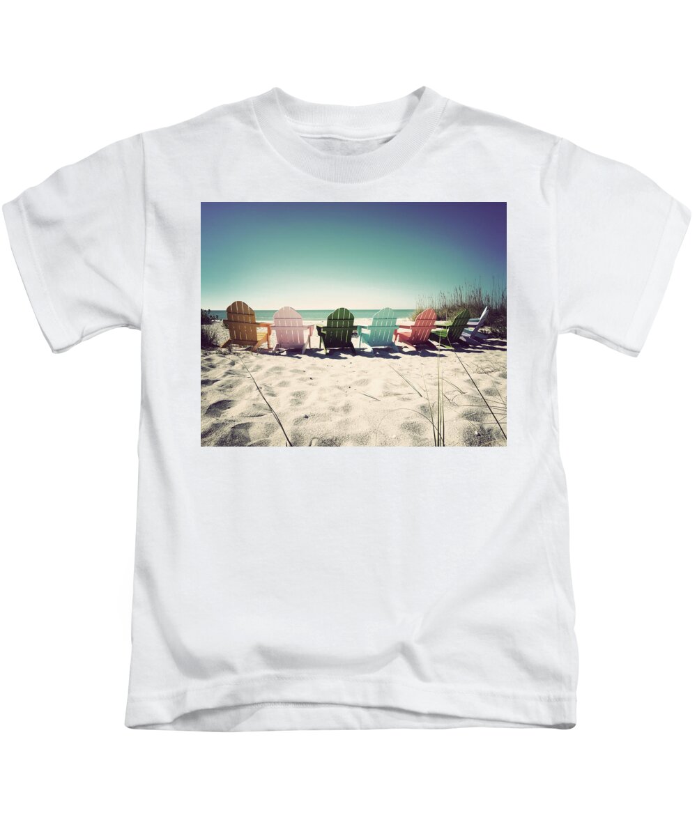 Florida Kids T-Shirt featuring the photograph Rainbow Beach-Vintage by Chris Andruskiewicz