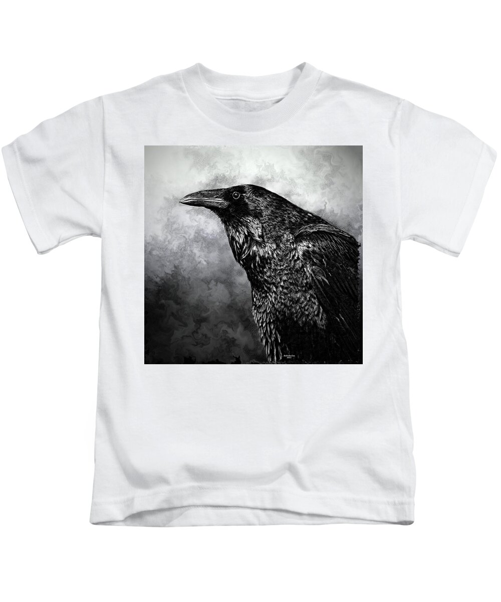 Digital Art Kids T-Shirt featuring the digital art Raven Spirit by Artful Oasis