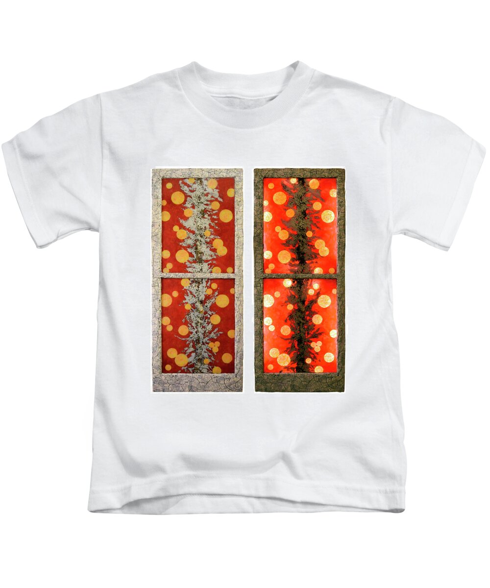 Red Kids T-Shirt featuring the glass art Red Light, White Line by Christopher Schranck