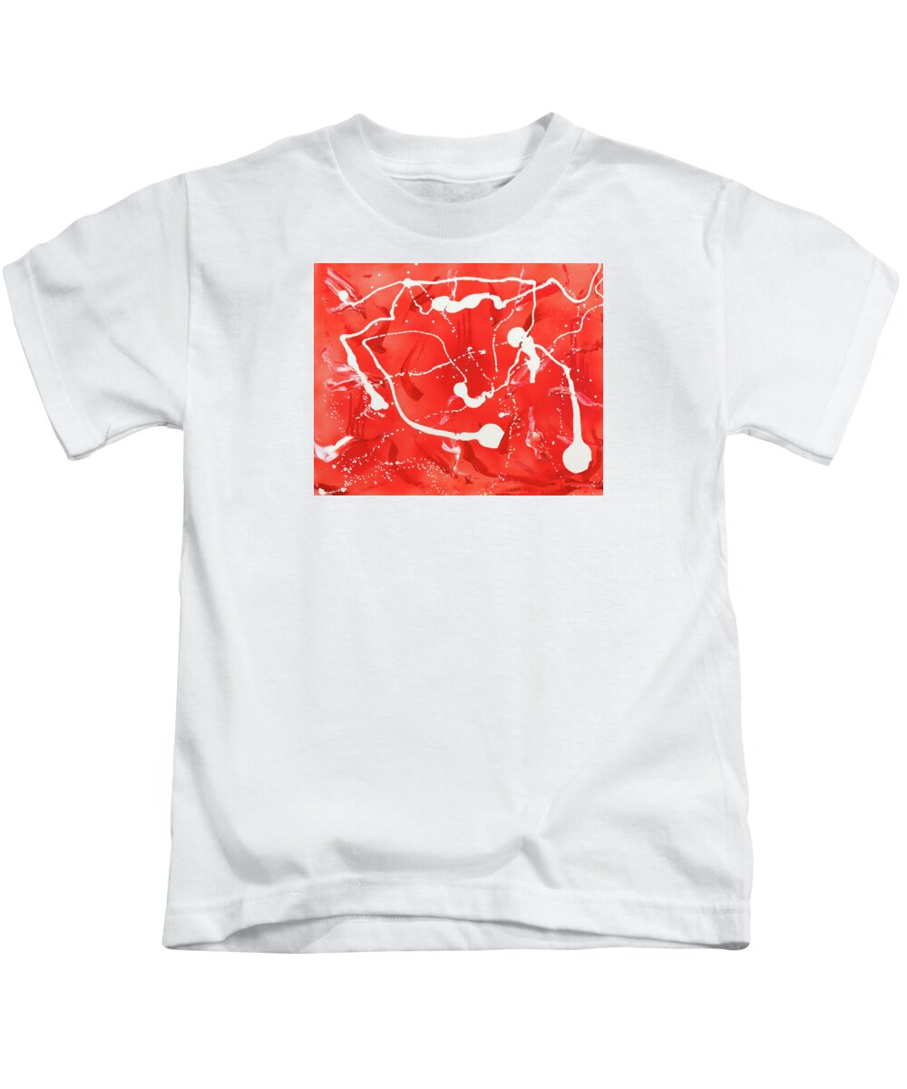 Abstract Art Kids T-Shirt featuring the painting Red spill by Thomas Blood
