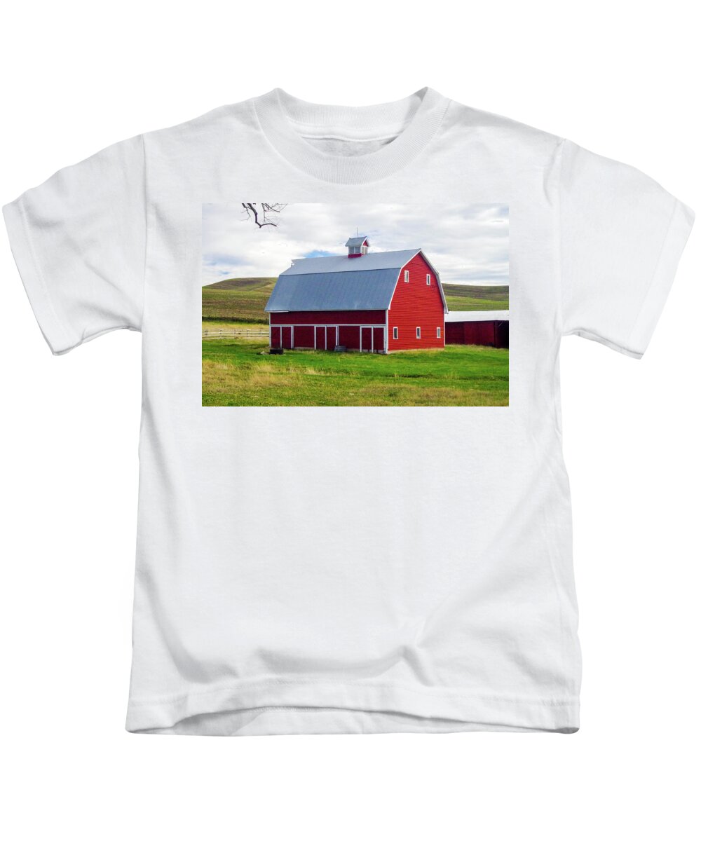 North Idaho Kids T-Shirt featuring the photograph Red Working Barn 3 by Mike Wheeler