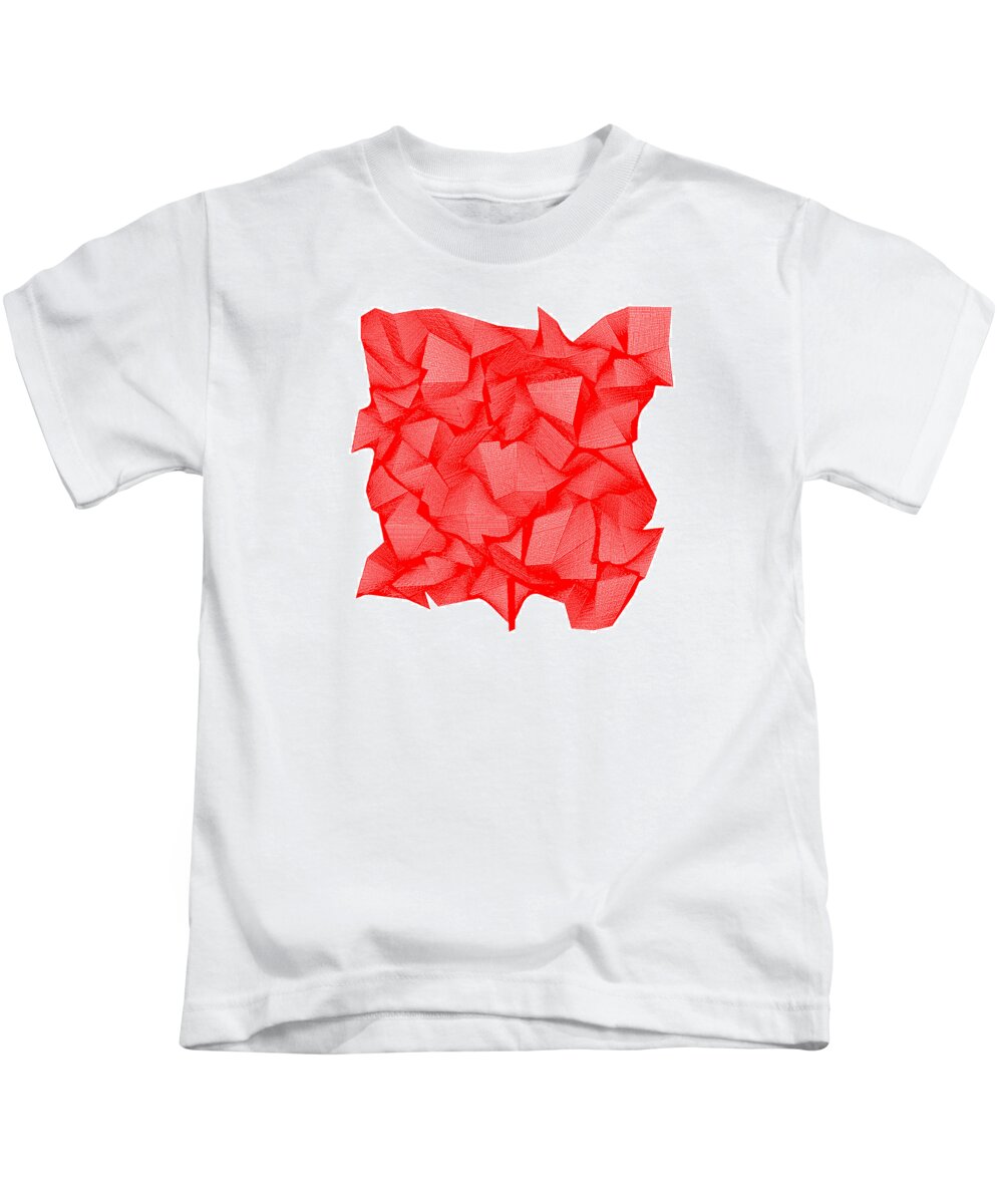 Rithmart Red Abstract Dark Light Shadow Even Lines Foreground Background Looks Get Dark Pure Crystal Formation Rock Natural Nature Organic Blue B Rock Stone 162 Kids T-Shirt featuring the digital art Red.162 by Gareth Lewis