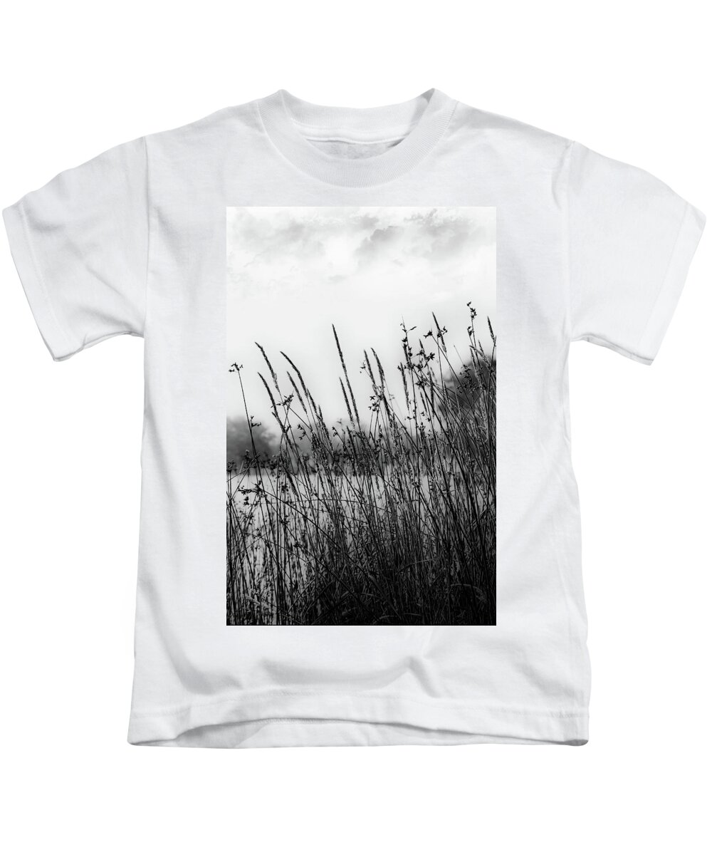 Black And White Kids T-Shirt featuring the digital art Reeds of Black by JGracey Stinson
