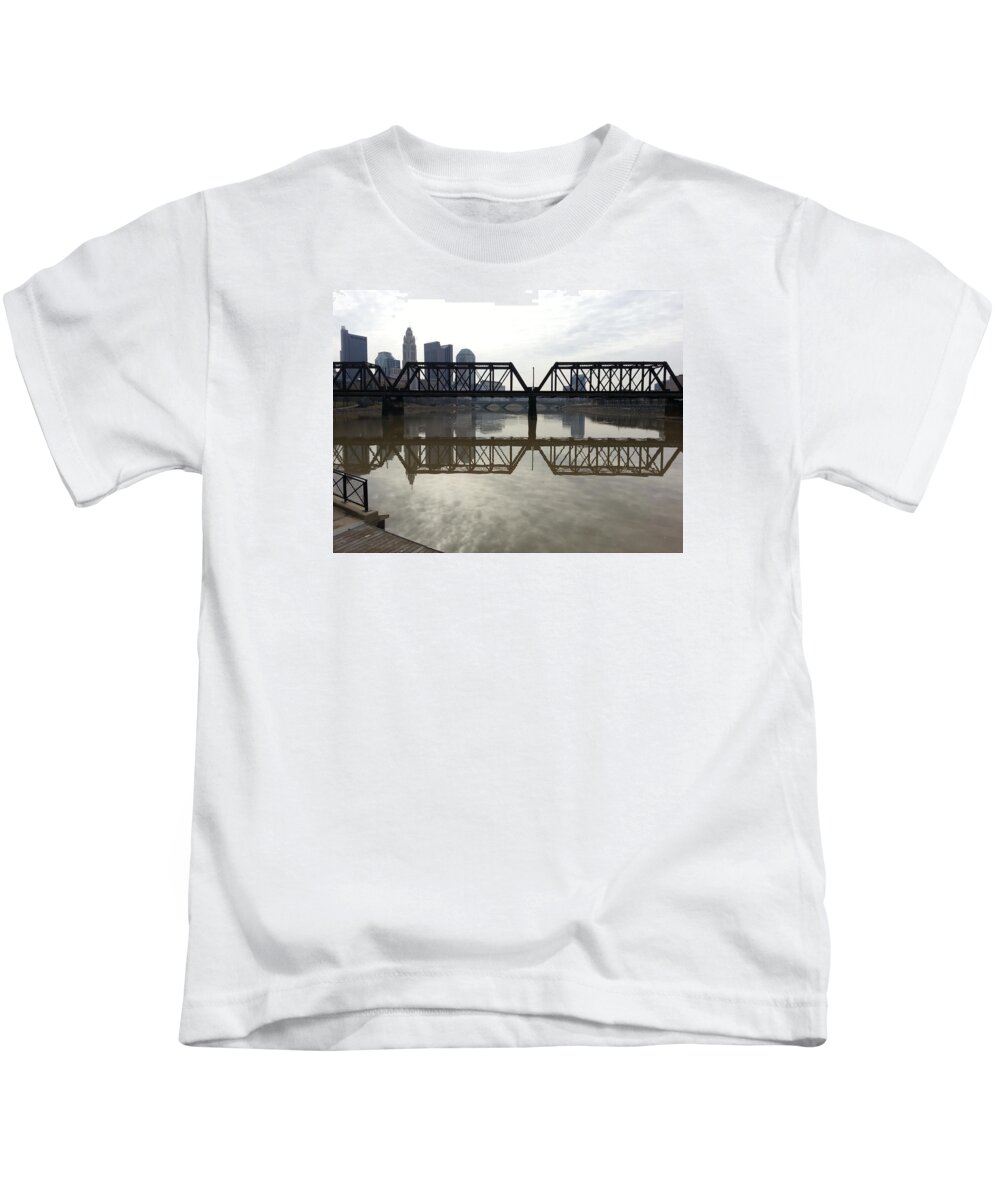 Bridge Kids T-Shirt featuring the photograph Reflections 1 by James Stoshak
