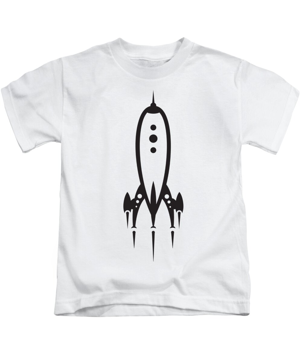 Rocket Kids T-Shirt featuring the digital art Rocket Ship Black by My Image Tee