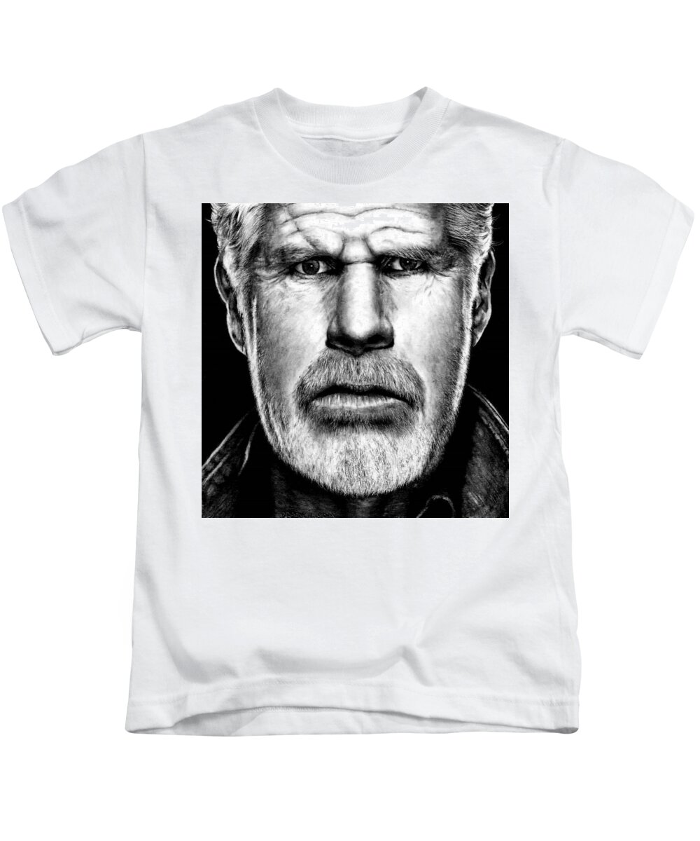 Ron Perlman Kids T-Shirt featuring the drawing Ron Perlman as Clay Morrow by Rick Fortson
