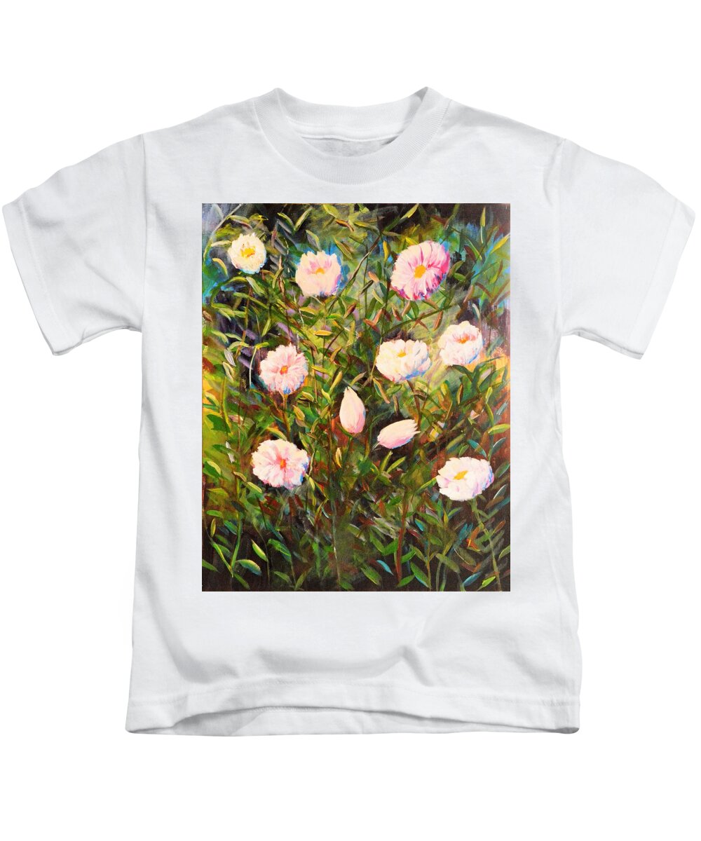 Roses Kids T-Shirt featuring the painting Rosas by Medea Ioseliani