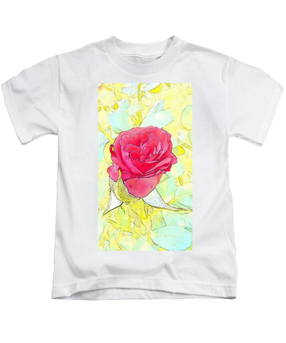 Rosebud Kids T-Shirt featuring the digital art Rosebud by Kumiko Izumi