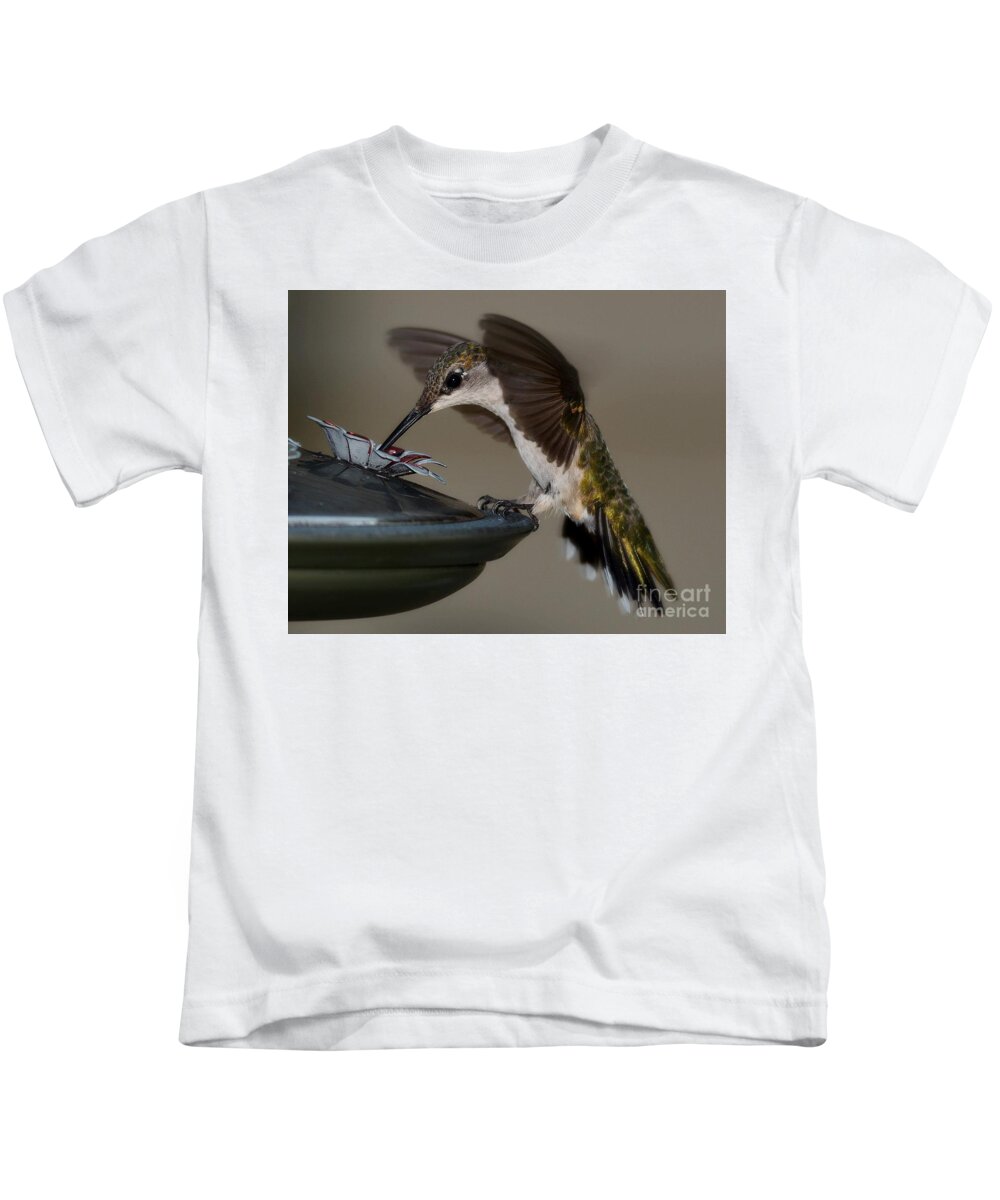 Birds Kids T-Shirt featuring the photograph Ruby - Throated Hummingbird by Steve Brown