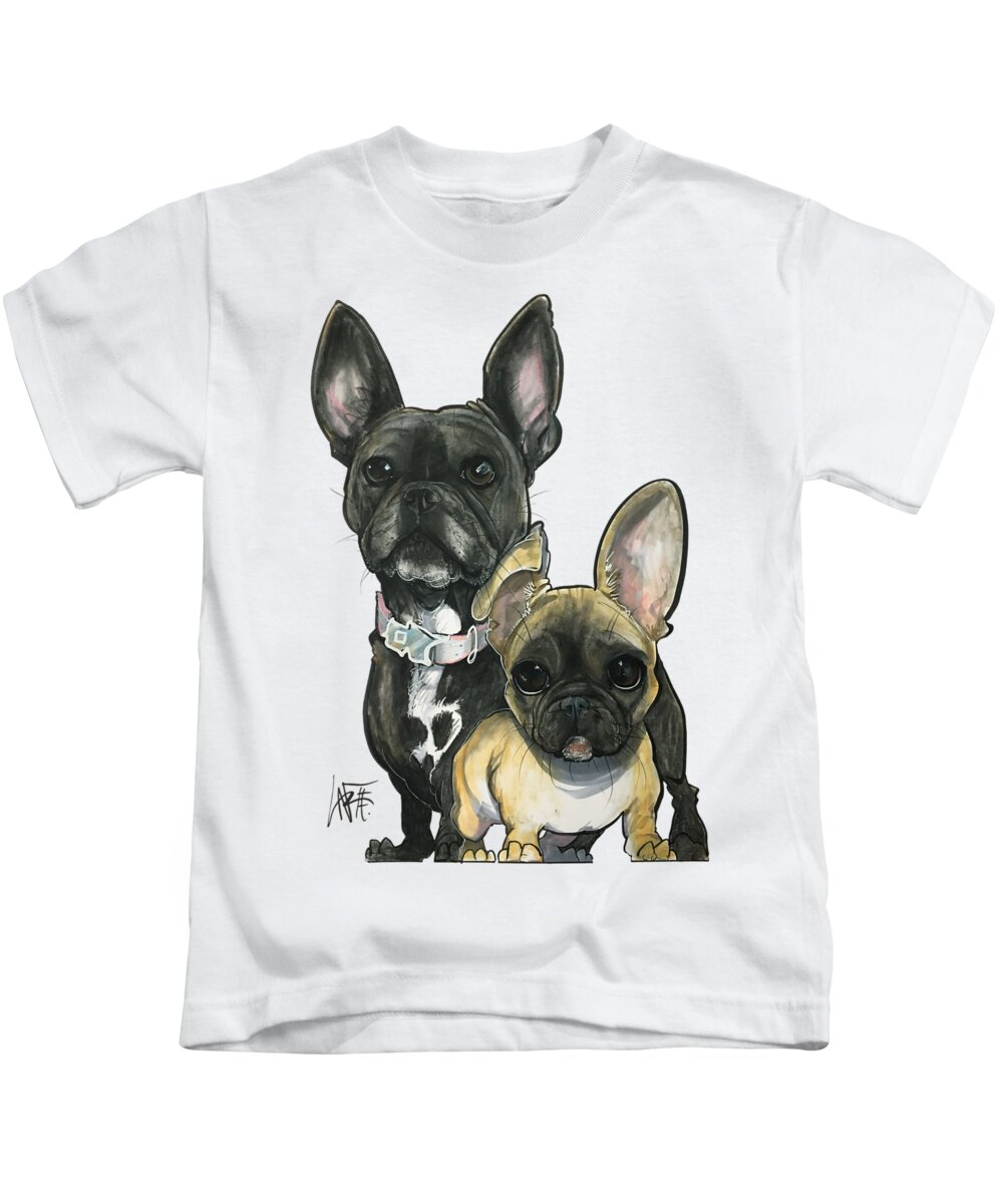 French Bulldog Kids T-Shirt featuring the drawing Ryan 3865 by John LaFree