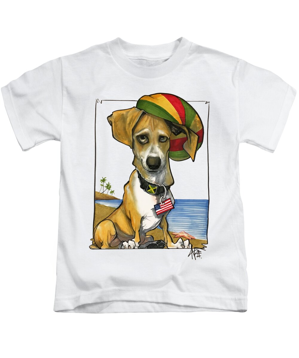 Pet Portrait Kids T-Shirt featuring the drawing Saplak 3025 by Canine Caricatures By John LaFree