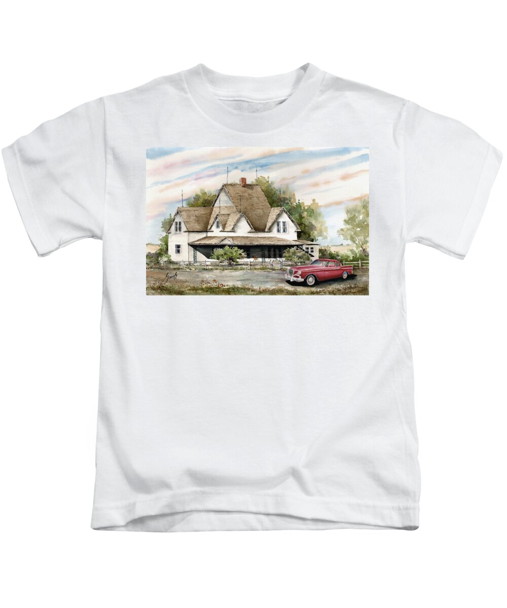 Hawk Studebaker Saturday Kids T-Shirt featuring the painting Saturday Evening 1964 by Sam Sidders