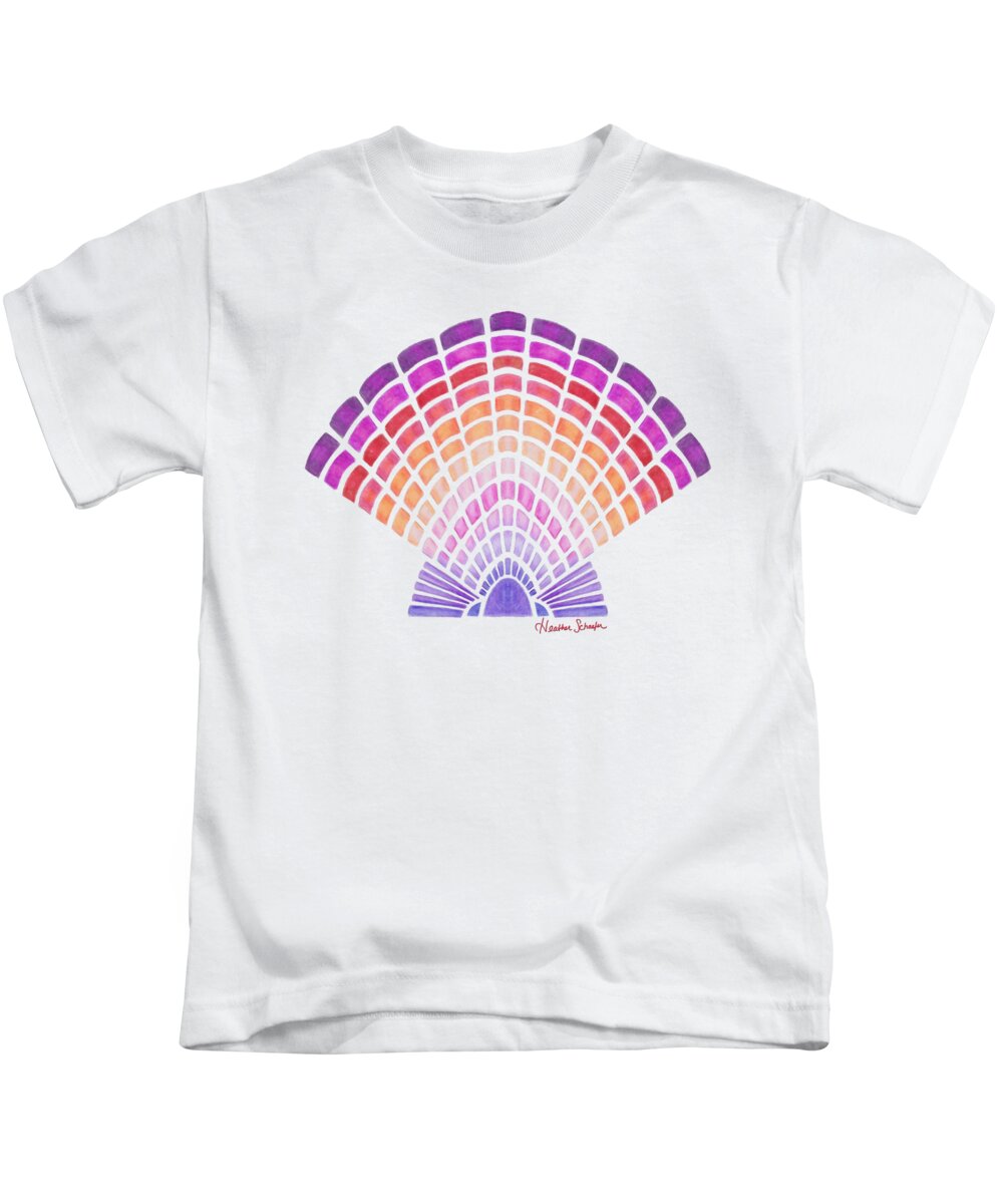 Scallop Kids T-Shirt featuring the drawing Scallop Shell by Heather Schaefer