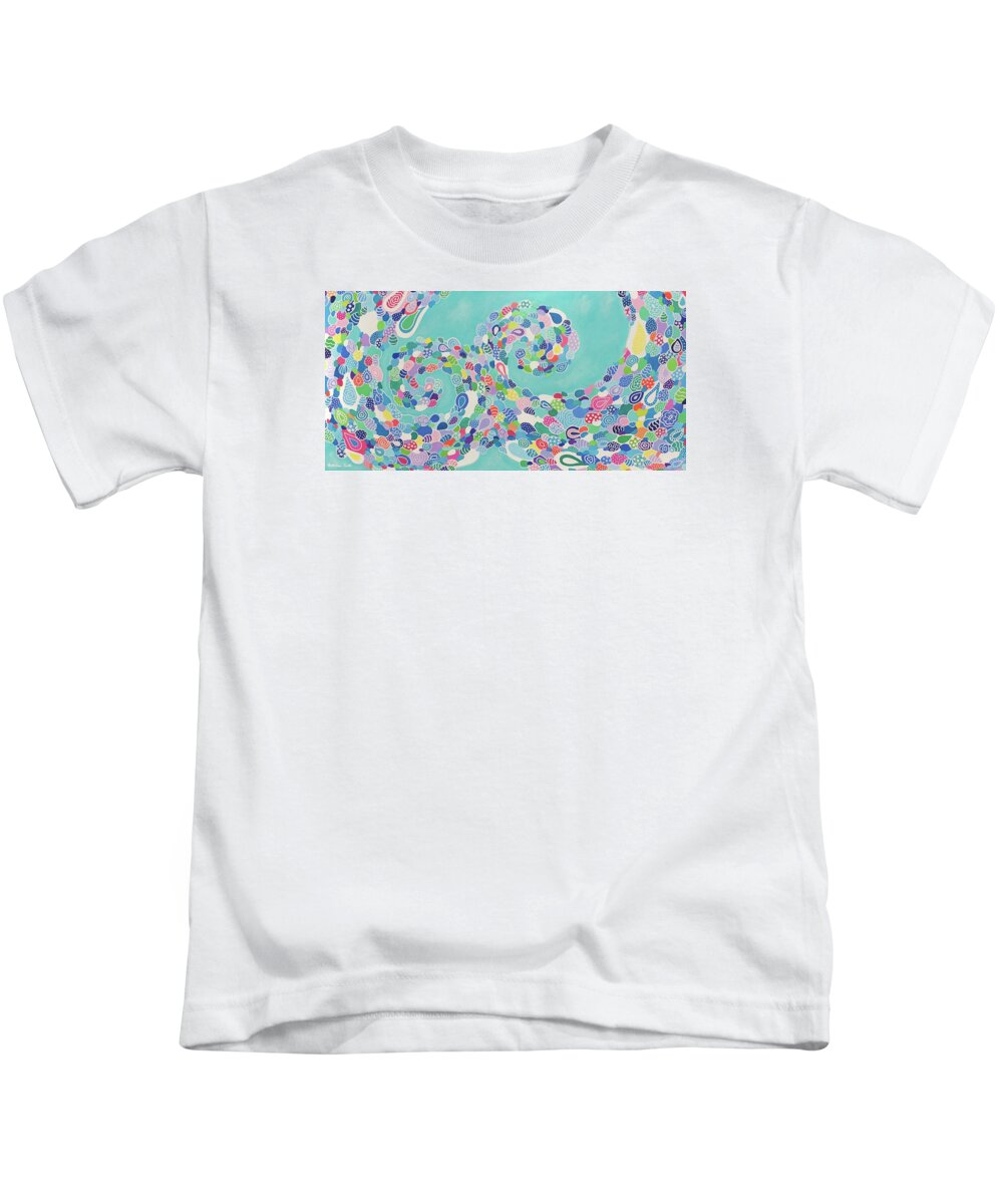 Pattern Art Kids T-Shirt featuring the painting Sea Nymph by Beth Ann Scott