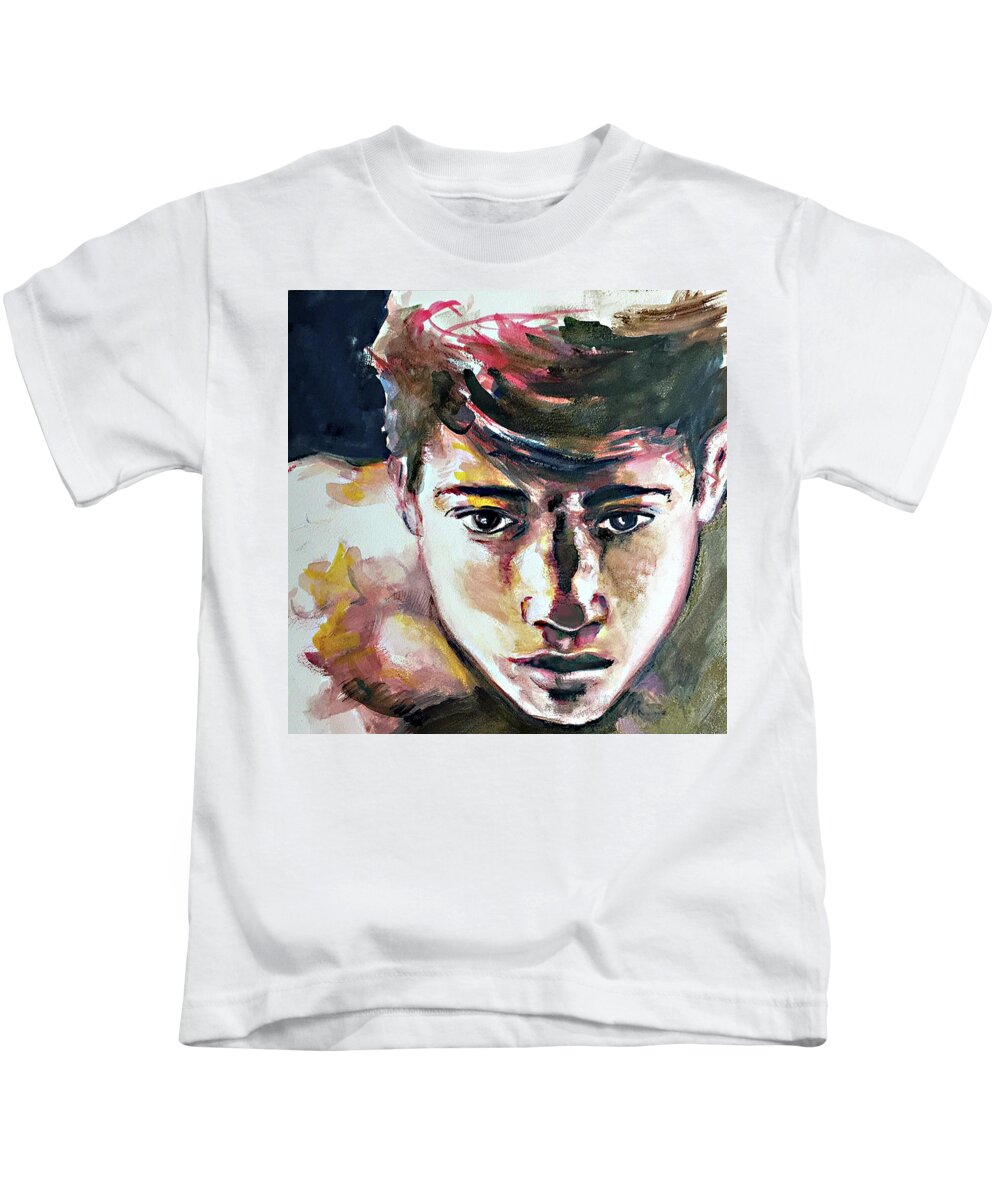 Eyes Kids T-Shirt featuring the painting Self Portrait 2016 by Rene Capone