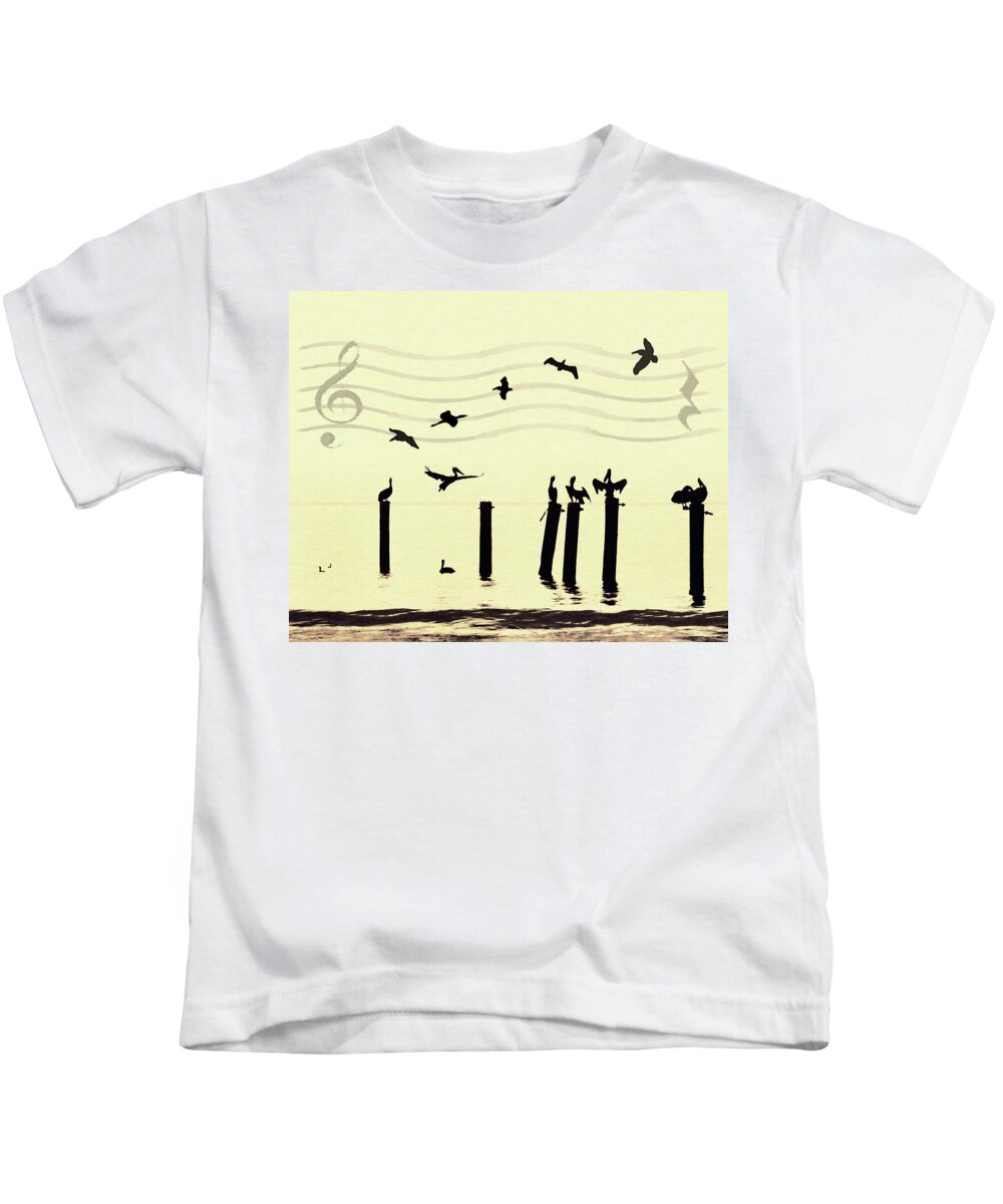 Silhouette Kids T-Shirt featuring the digital art Shore Song by Deborah Smith