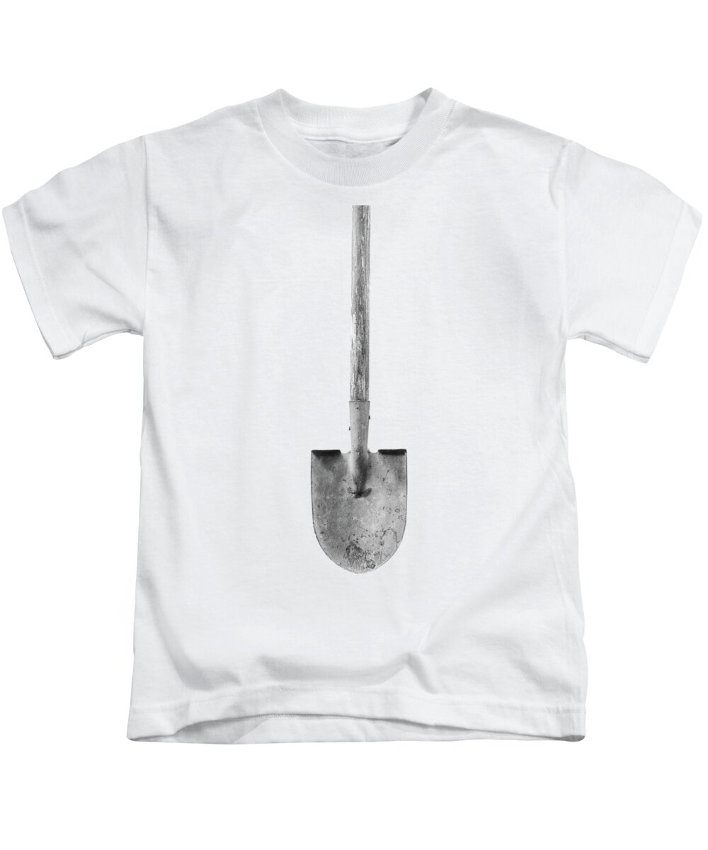 Art Kids T-Shirt featuring the photograph Short Handled Shovel on Plywood 72 in BW by YoPedro