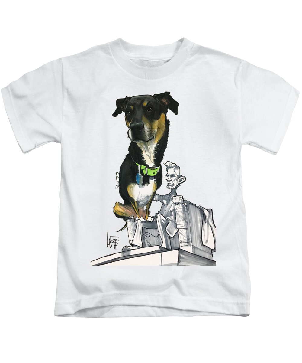 Pet Portrait Kids T-Shirt featuring the drawing Silverman 3012 by Canine Caricatures By John LaFree