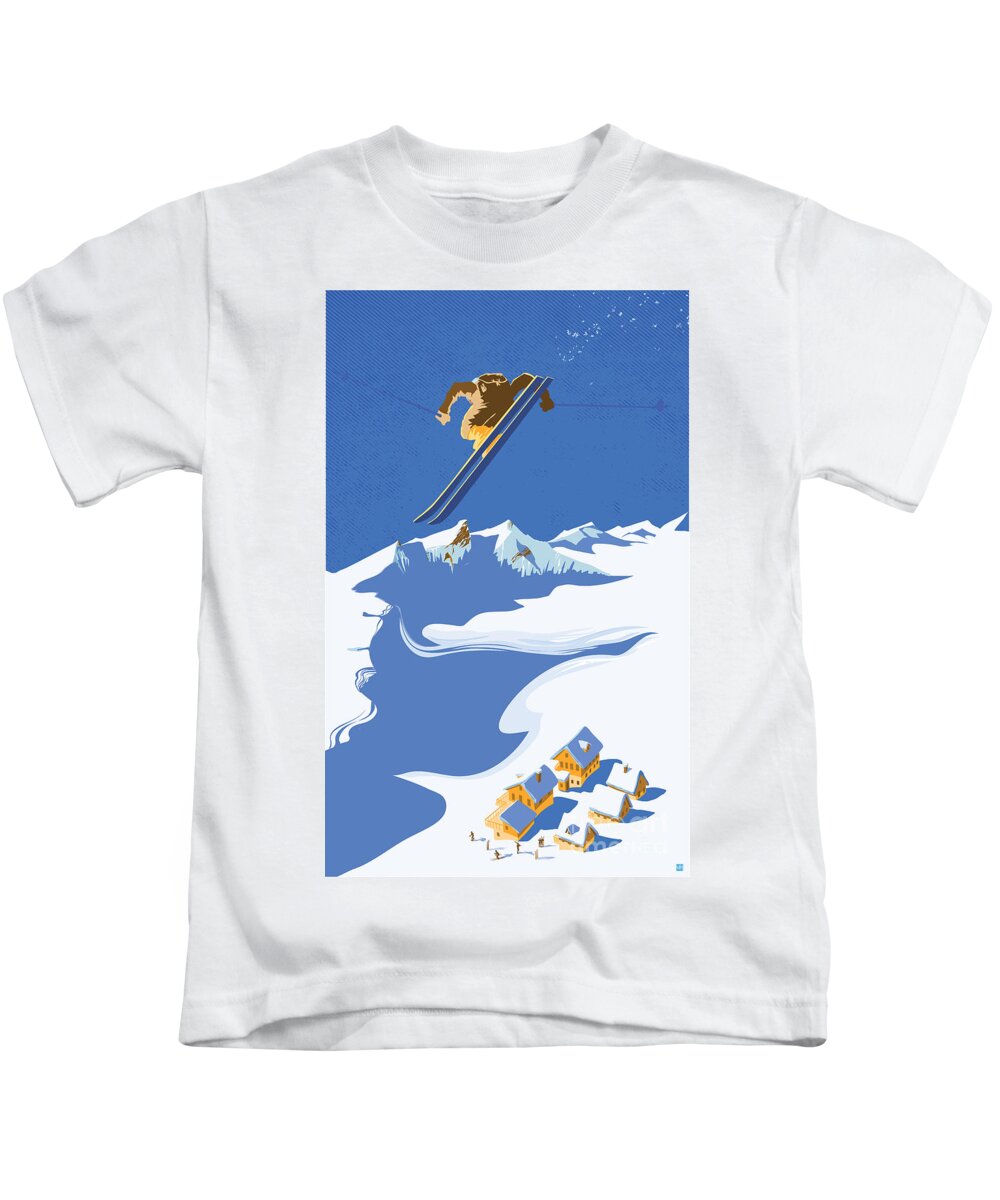 Ski Kids T-Shirt featuring the painting Sky Skier by Sassan Filsoof