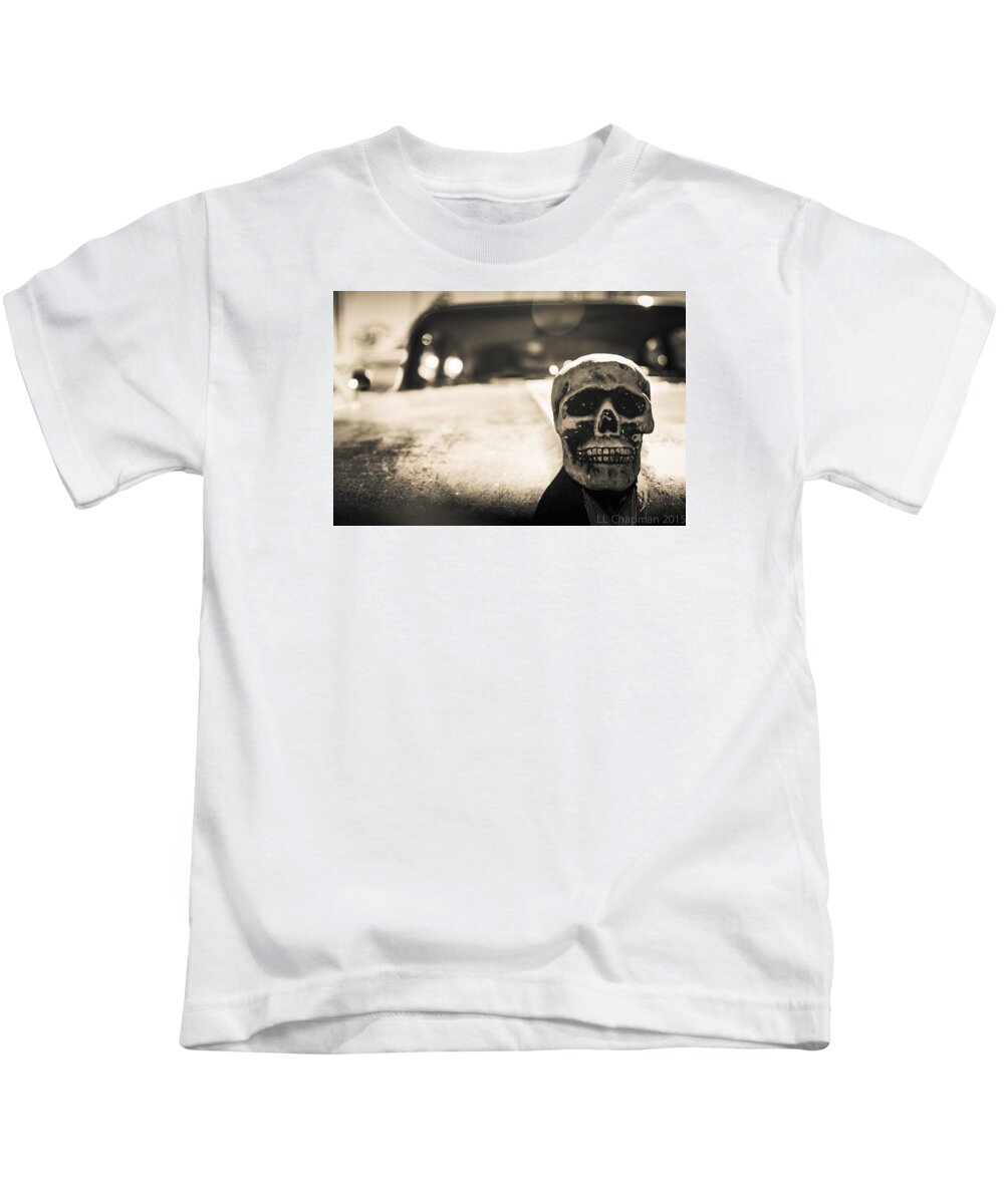 Skull Kids T-Shirt featuring the photograph Skull Car by Lora Lee Chapman