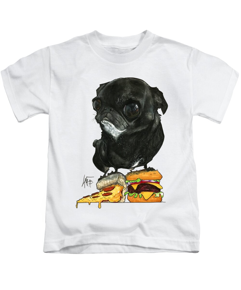 Pet Portrait Kids T-Shirt featuring the drawing Smith 3298 by Canine Caricatures By John LaFree