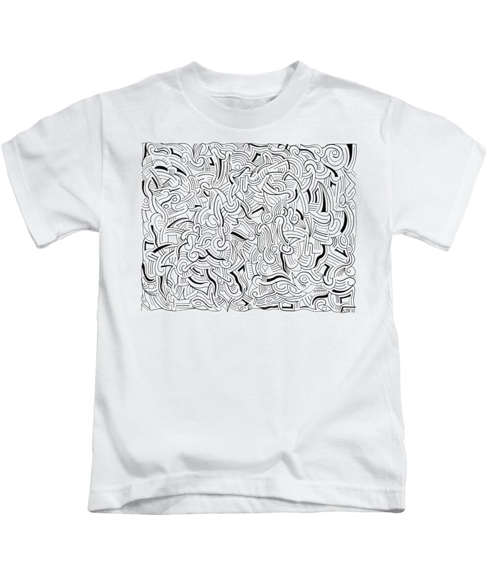 Abstract Kids T-Shirt featuring the drawing So Close Yet So Far by Steven Natanson