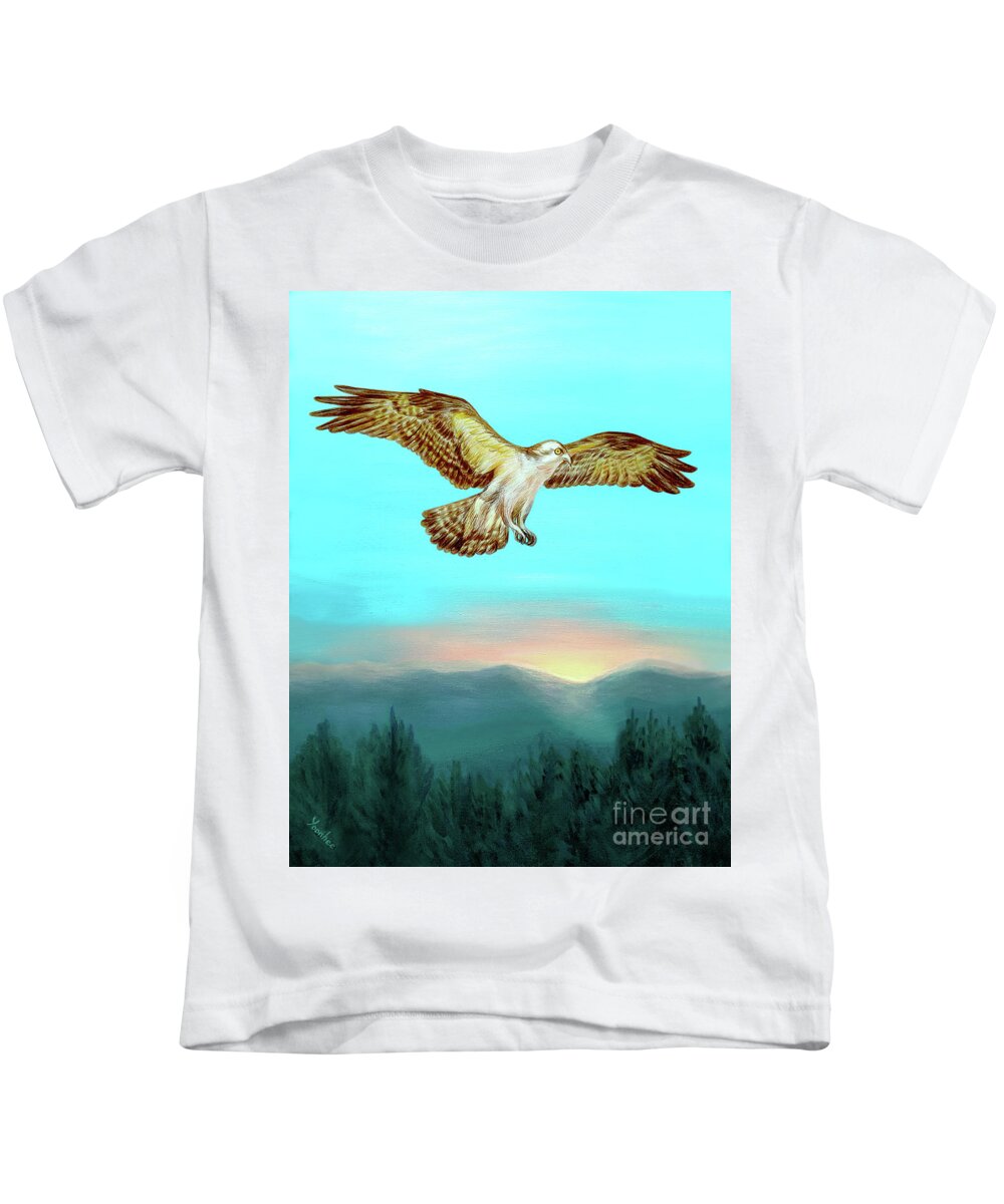 Hope Kids T-Shirt featuring the mixed media Soaring by Yoonhee Ko