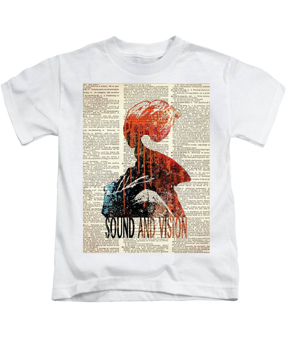 Jimi Kids T-Shirt featuring the mixed media Song and vision on dictionary page by Art Popop