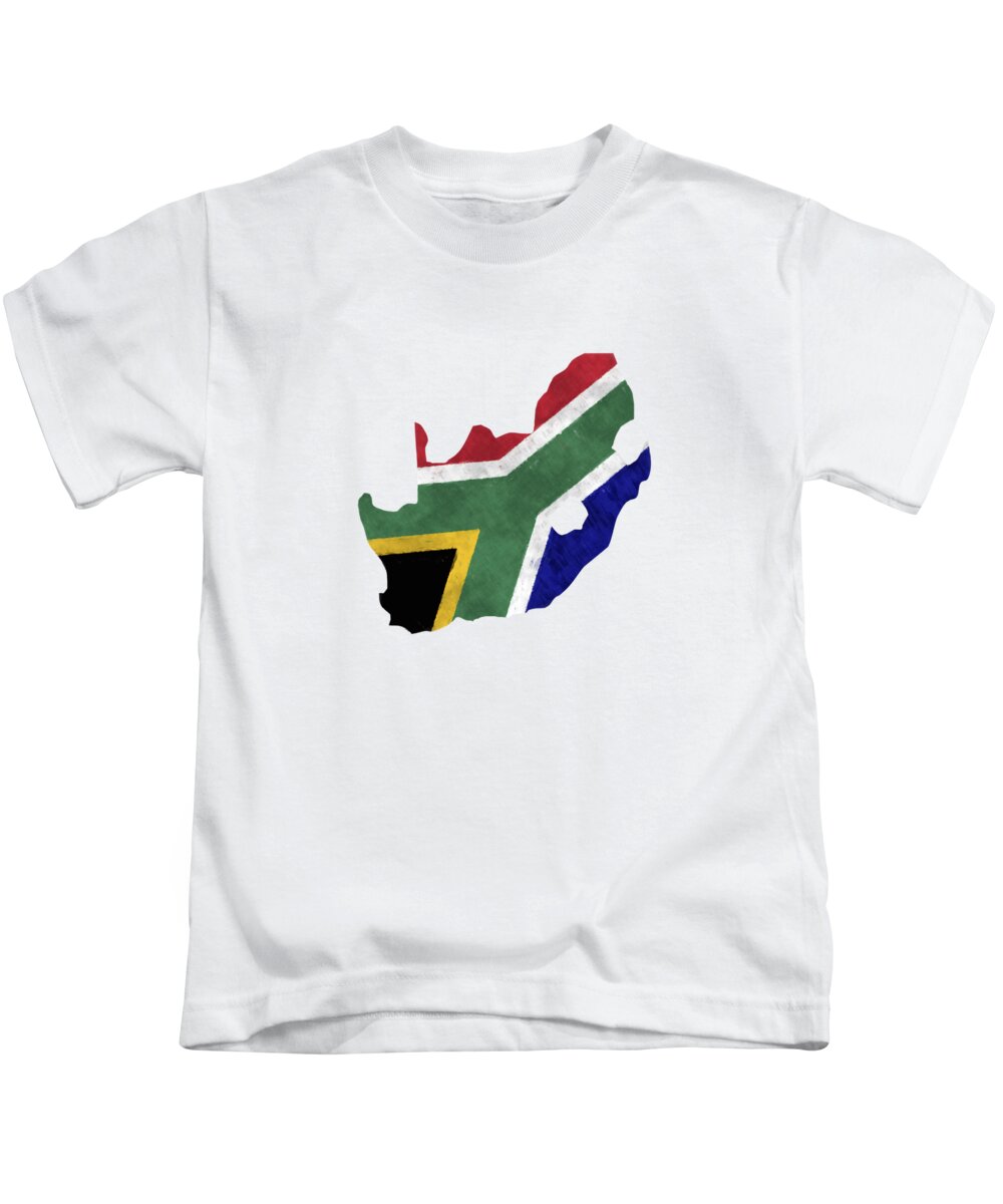 montering slag fersken South Africa Map Art with Flag Design Kids T-Shirt by World Art Prints And  Designs - Fine Art America