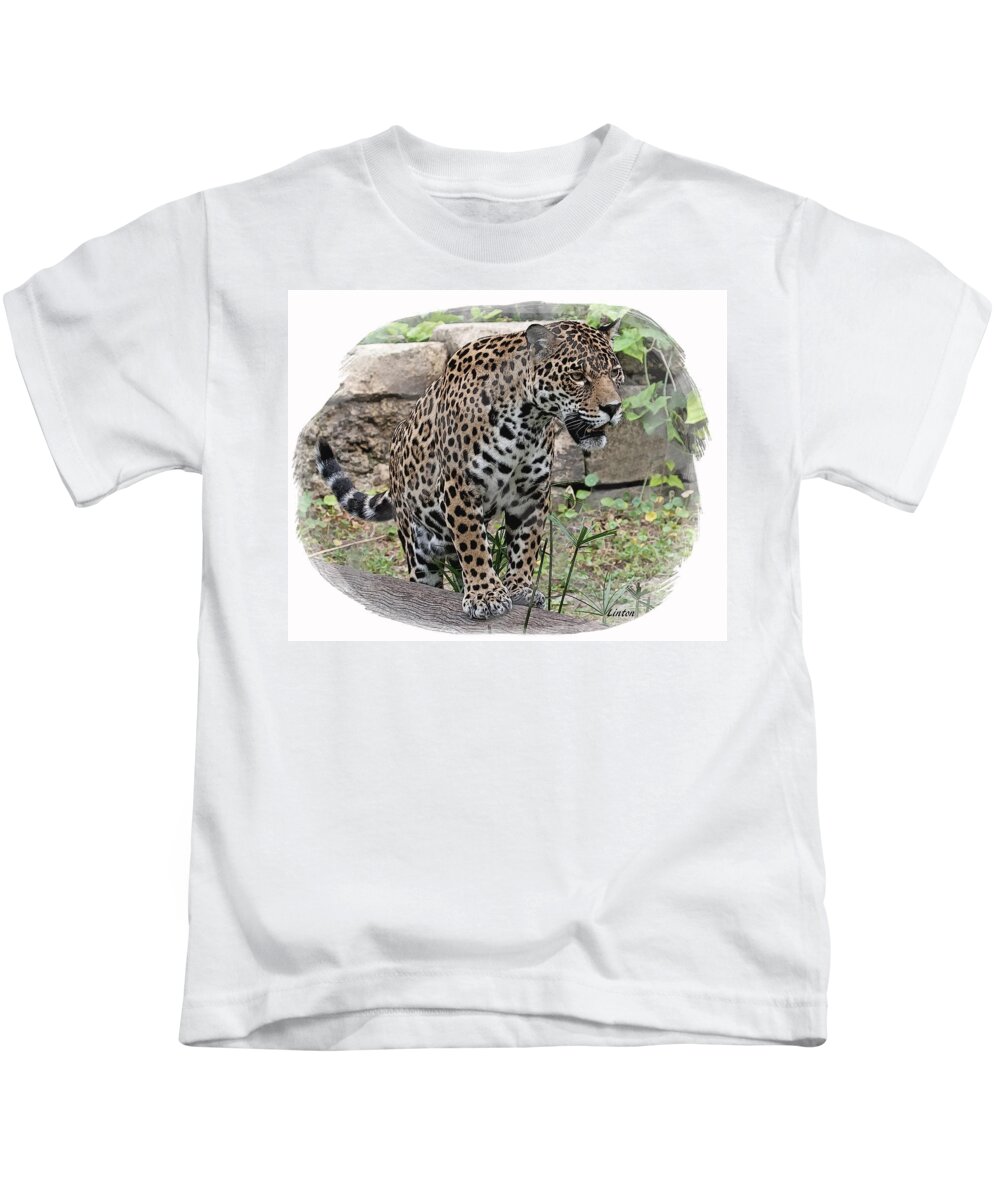 Jaguar Kids T-Shirt featuring the digital art South American Jaguar by Larry Linton