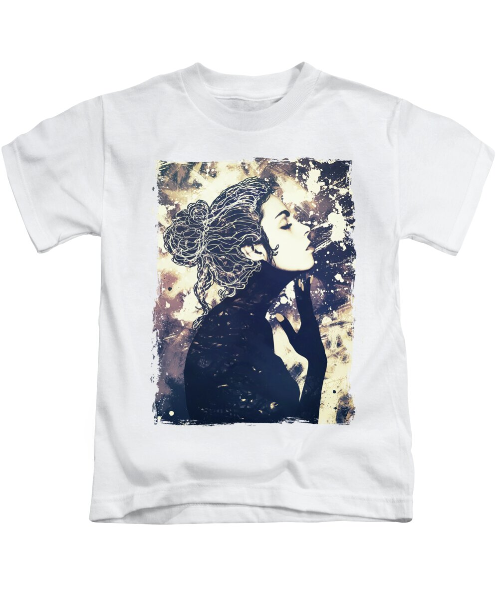 Woman Kids T-Shirt featuring the digital art Spell by Katherine Smit