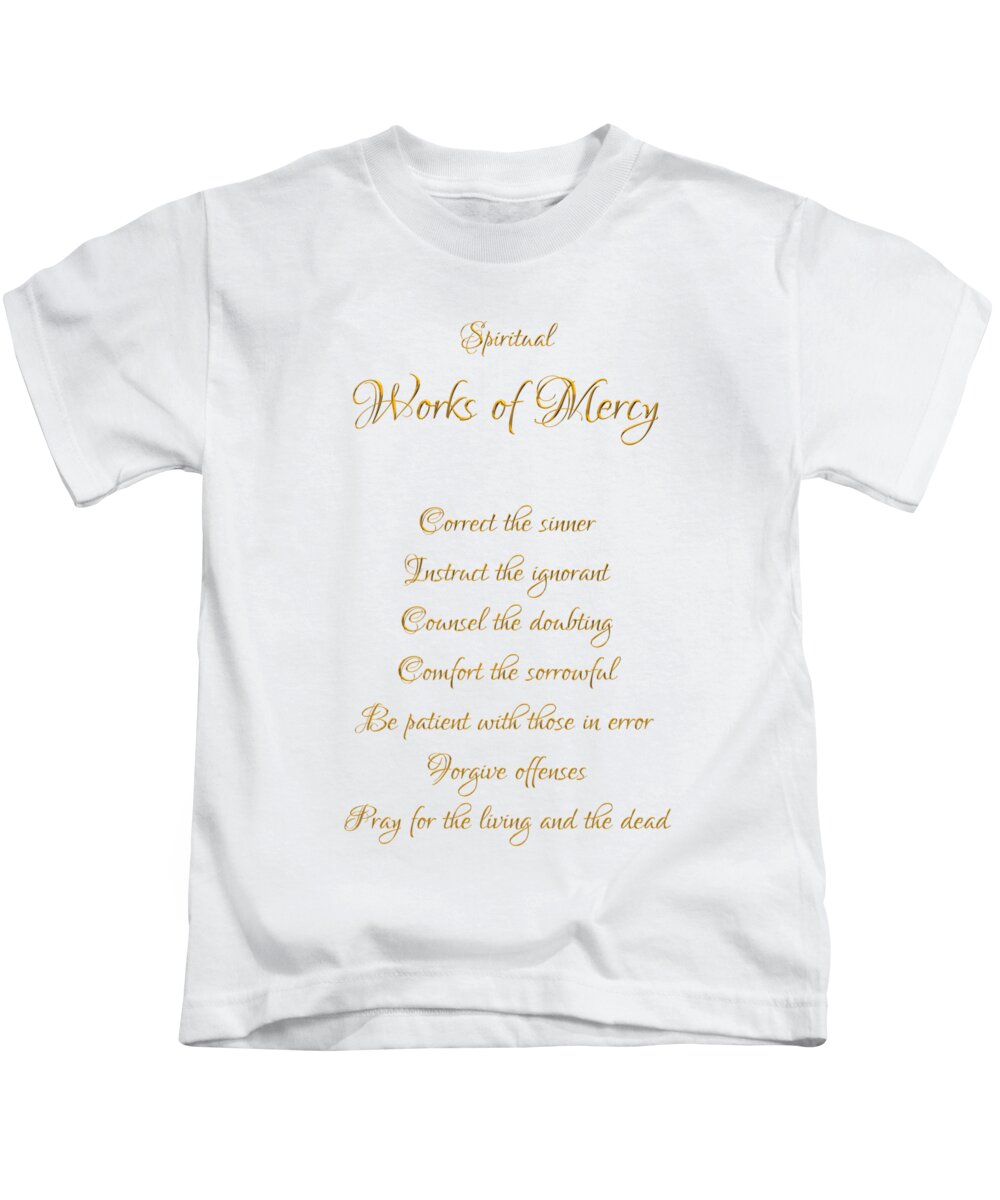Spiritual Works Of Mercy Kids T-Shirt featuring the digital art Spiritual Works Of Mercy White Background by Rose Santuci-Sofranko